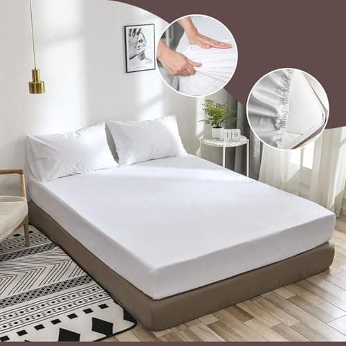 Oakias Twin Fitted Sheets White - Pack of 6 Bottom Sheets - Soft Brushed Microfiber Elastic for Bed - Shrinkage & Fade Resistant - Machine Washable 6