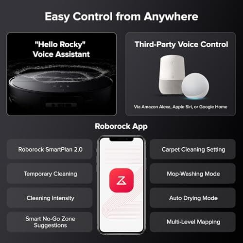 roborock Saros 10 Robot Vacuum and Mop, 22,000Pa Suction, AI Obstacle Avoidance, 3.14-inch Ultra Thin, Intelligent Dirt Detection, Zero Tangling Main Brush, Hot Water Mop & Dock Self Cleaning 9