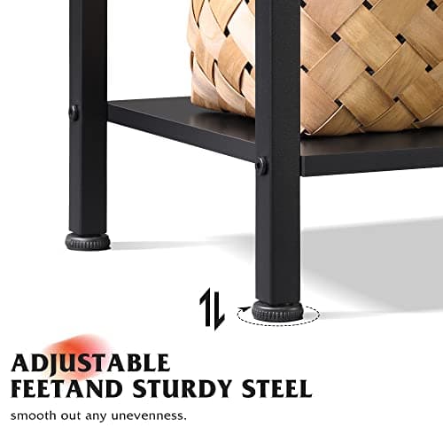 WLIVE Nightstand, Bedside Table with Adjustable Wooden Drawer, 2-Tier Night Stands for Couch, Bed, Sofa, End Table Side Table for Bedroom, Living Room, Black (1 Pack) 6