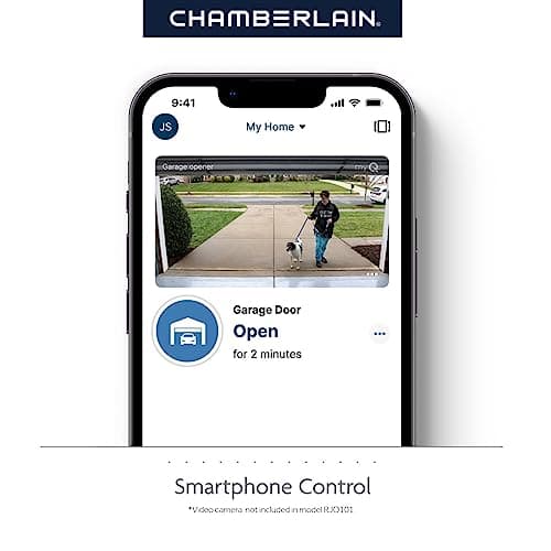 CHAMBERLAIN RJO101MC Ultra-Quiet Wall Mounted with Battery Backup and LED Lighting Garage Door Opener, 36 pounds, Black 5