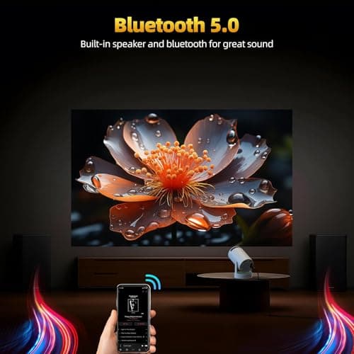 Mini Projector with WiFi and Bluetooth, 4K Projector with 5W Soundbase Speaker, Portable Projector for Bedroom, 300 ANSI Lumens Smart Projector, 270° Rotation Automatic Vertical Keystone Correction 6