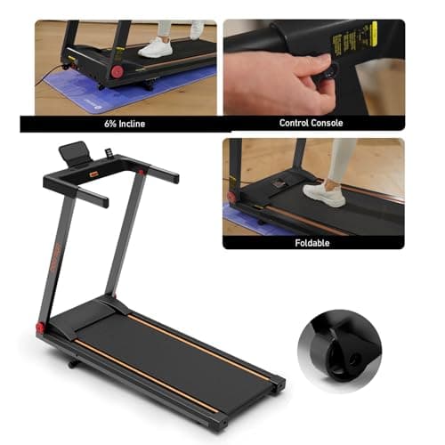 DeerRun Foldable Treadmill for Home with 6% Manual Incline and Handlebar, 0.6–7.5 MPH for Walking and Running, 3.0 HP Motor, 243 lb Capacity, App & Remote Control 7