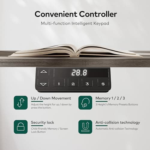 FEZIBO 55 x 25 Inch Height Adjustable Electric Standing Desk with Double Drawers&Keyboard Tray, Stand Up Desk with LED Strips, Sit Stand Desk with Monitor Stand, Rustic Grey 7