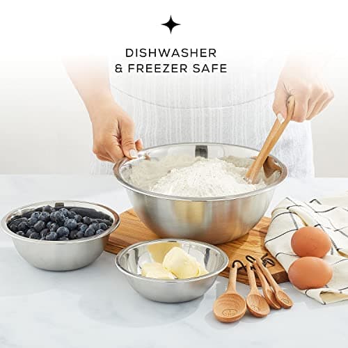 JoyJolt Stainless Steel Mixing Bowl Set - 6 Piece Nesting Bowls, 5qt to 0.5qt, Ideal for Kitchen, Cooking, Baking and Storage 5