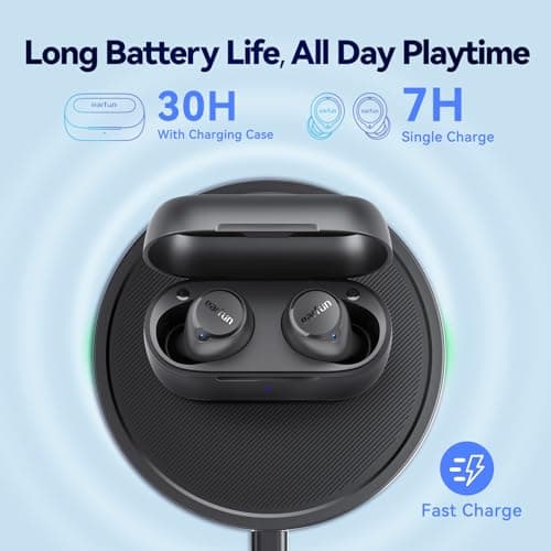 EarFun Free 2S Wireless Earbuds, [Upgraded Version] Bluetooth Earbuds with Deep Bass, 4 Mics for Clear Call, Customizable EQ App, IPX7 Waterproof in-Ear Headphones, 30H Playtime, Wireless Charging 5