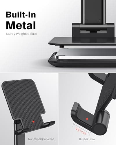 Anozer Tablet Stand Foldable & Adjustable, Portable Monitor Stand 5.55*3.94" Wide, Fit for iPad Holder Stand Compatible with iPad Pro 11, 12.9/for iPad 10.9; Surface Pro; Portable Monitor 4.7-15.6" 5