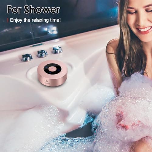XLEADER Mini Bluetooth Speaker (Travel Case Provided) HD Sound&Rich Bass, Touch Design, 12-15H Playtime, Support Aux Input, Micro SD, Mic, for iPhone Laptop Shower Office, Ideal Gifts, Pink Rose Gold 8