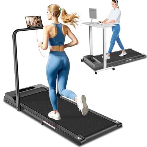 Walking Pad with Handle Bar, 3 in 1 Under Desk Treadmills with Remote Control, Electric Compact Treadmill,2.5HP Treadmills for Home Small Space, Portable Treadmill with Handle, 300 LBS Capacity