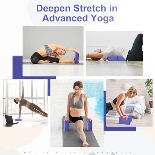 Yoga Blocks 2 Pack 9x6x3 Inches, Premuim EVA Foam Yoga Block, Sturdy Non Slip, High Density for Pilates Meditation, Stretching and Toning 5
