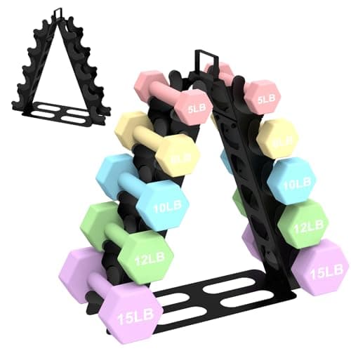 Dumbbell Rack 5 tier(Dumbbells not included), A-Frame Metal Dumbbell Holder with Handle, Multilevel Weight Storage Organizer for Dumbbells, Tree Shape Compact Weight Rack/Holder(Black)
