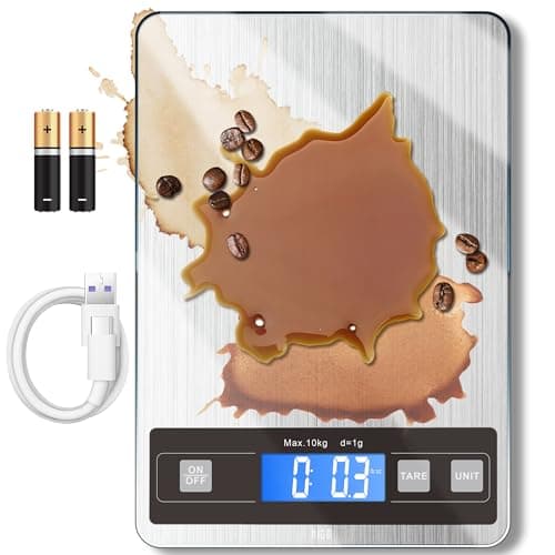 hito 22lb Food Scale, Digital Kitchen Scale with Type-C & Battery Dual Charging, 1g/0.1oz Precision, Waterproof LCD Display, Stainless Steel & Tempered Glass for Cooking, Baking (Ash Silver)