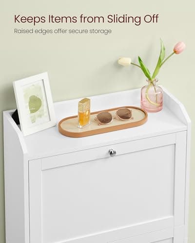 VASAGLE Shoe Cabinet with 3 Flip Drawers, Shoe Organizer, Adjustable and Removable Dividers, Holds 12-20 Pairs, Entryway, 9.4 x 23.6 x 47.7 Inches, Cloud White ULBC036WB02S 6