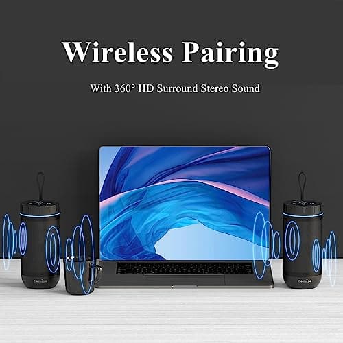 comiso Bluetooth Speaker, IP65 Waterproof Portable Speaker with 360° HD Stereo Sound, Punchy Bass, TWS Pairing, 24H Playtime, Wireless Speakers for Home/Outdoor/Camping/Beach, Gifts for Unisex 5