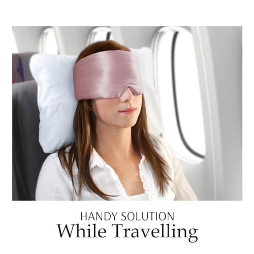 Zenssia 100% Mulberry Silk Sleep Mask Eye Mask for Man and Woman with Adjustable Headband, Full Size Large Sleep Mask & Blindfold for Total Blackout for All Night Sleep, Travel & Nap- Light Plum 6