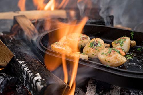 ooni Cast Iron Sizzler Pan - Griddle Frying Pan, 12" x 6" Sizzler Plate with Removable Handle and Bamboo Trivet, Pre-Seasoned Non-Stick Oven Safe Cookware, Pizza Oven and BBQ Accessories 7