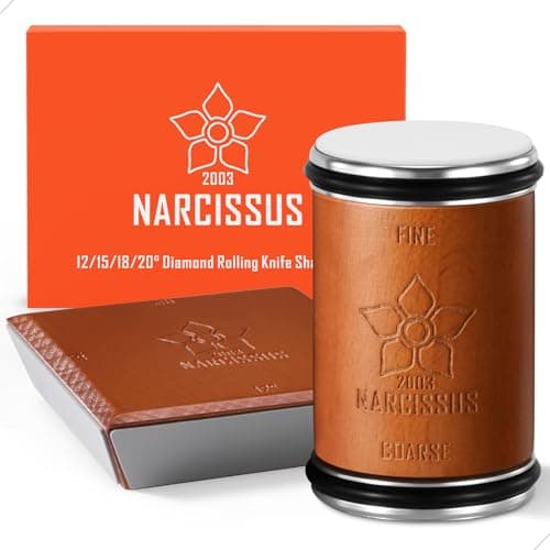 Narcissus Rolling Knife Sharpener, Diamond Roller Knife Sharpener Kit with 4 Strong Magnetic Angle 12/15/18/20 Degrees, Diamond for Sharpening & Ceramic for Polishing, Big Magentic Pad