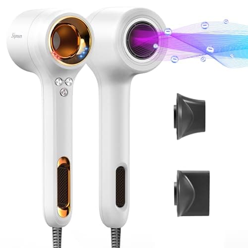 SKANWEN Professional Ionic Hair Dryer, High-Speed Blow Dryer with 110,000 RPM Brushless Motor for Fast Drying | Lightweight, Low Noise, Thermo-Controlled Hairdryer for Women, Home/Travel, Pearl White