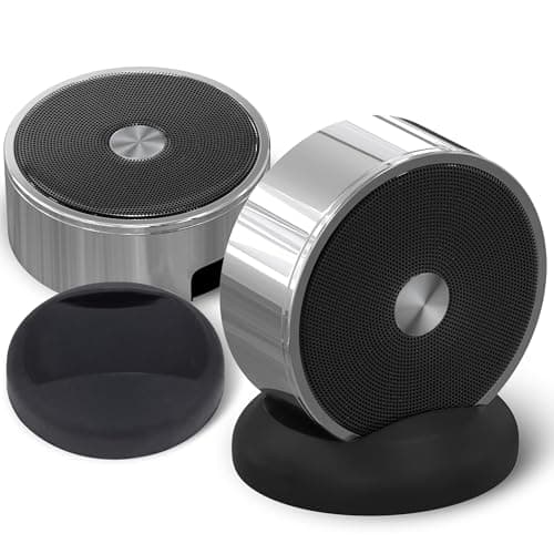 Bluetooth Speaker Set: Wireless Stereo Dual Pairing Portable Twin TWS System With Big Rich Bass Hi-Fi Multi-Room Indoor Outdoor Use Home Deck Pool Work Travel Party Camping Gift Decor Idea (Chrome)