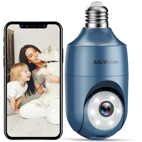 AlkiVision 2K Light Bulb Security Cameras, 2.4GHz-1pcs, White