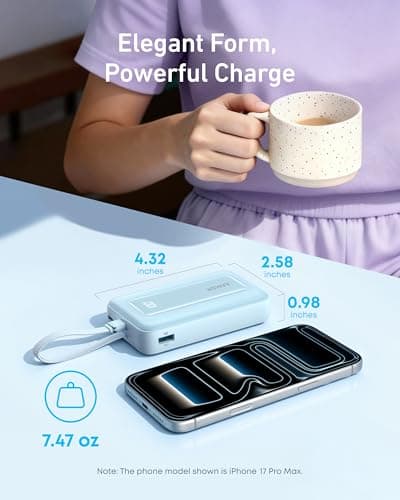Anker Portable Charger, 10,000mAh 30W Power Bank, USB-C in and Out Fast Charging Battery Pack, Travel Essential Phone Power Bank, for iPhone 17/16, Galaxy and More (Black, 10000.00, Milliamp Hours) 4