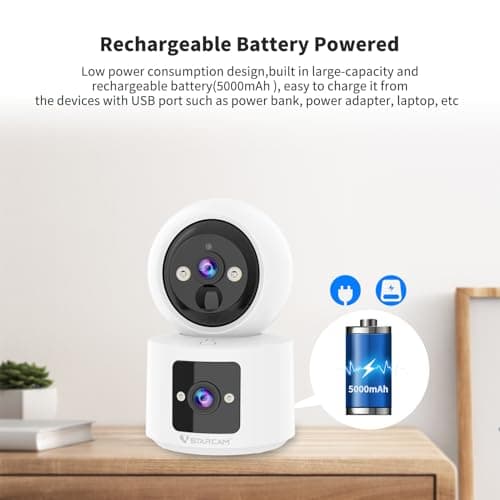 VSTARCAM Dual Lens Cameras for Home Security, Pet/Baby Camera Monitor Indoor Camera Battery Powered AI Motion Detection One-Touch Call Color Night Vision Pan/Tilt 2-Way Audio TF/Cloud Storage 6
