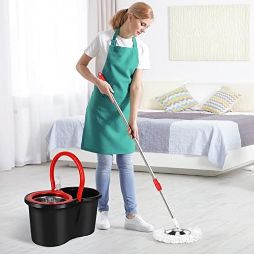 Spin Mop and Bucket with Wringer Set, 360° Spinning Mop Bucket System with 3 Microfiber Mop Replacement Heads and 61" Stainless Steel Adjustable Handle for Floor Cleaning (20QT) 7