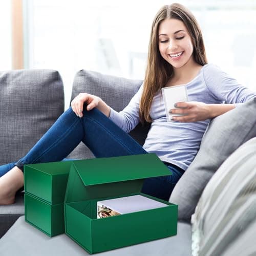 tutata 3x5 Index Card Holder Fits Dividers, 3.5x5.5 Inches Index Card Storage Box, Large Capacity - 1 Pack, Green 7