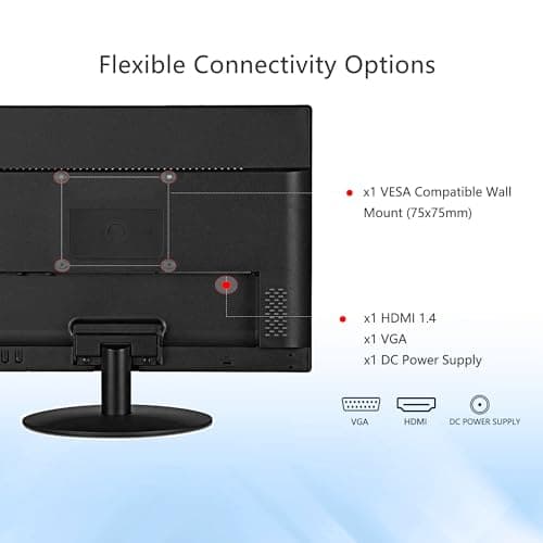 SKitphrati 17 inch PC Monitor LED Monitor 1440x900, 75HZ, 5Ms, 16:10, Viewing Angle 95°(Horizontal),TN Panel, VESA Wall Mountable, VGA & HDMI Port, Black 5