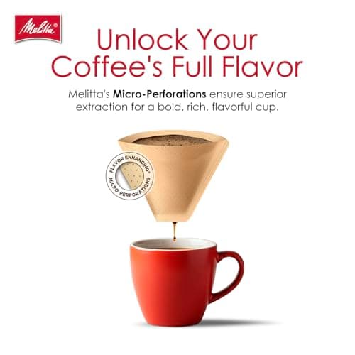 Melitta #4 Cone Coffee Filters, Natural Brown, 100 Count (Pack Of 6), 600 Total Filters - Fits all 8-12 Cup Cone Coffee Makers and Pour-Overs, Compostable, Tear-Resistant 5