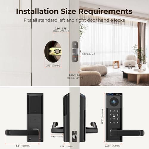 Video Smart Lock with Camera & Doorbell, 5-in-1 Keyless Entry Door Lock with Handle, Fingerprint+Keypad Code+App Remote Control+IC Card, Auto Lock, Wi-Fi Smart Deadbolt for Front Door, Apartment 6