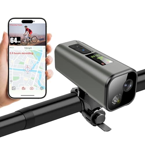 Action Camera 4K 30fps with GPS Tracker, Wireless Bike Camera, Cycling Speedometer/Odometer, Free 64G Card, Anti-Shake Sport DV, IP65 Waterproof, Bicycle Light, Cycling Computer with APP Support, Grey
