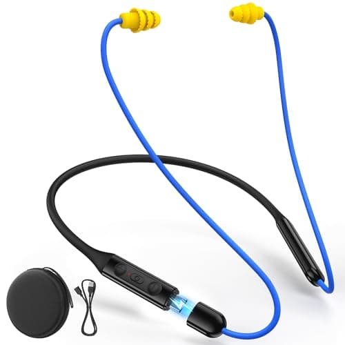 Bluetooth 6.0 Earplug Headphones with 40H Playtime & OSHA Compliant 29dB Noise Reduction Hearing Protection, Rechargeable Wireless Neckband Earbuds w/Mic, IPX6 Waterproof for Construction, Workshop