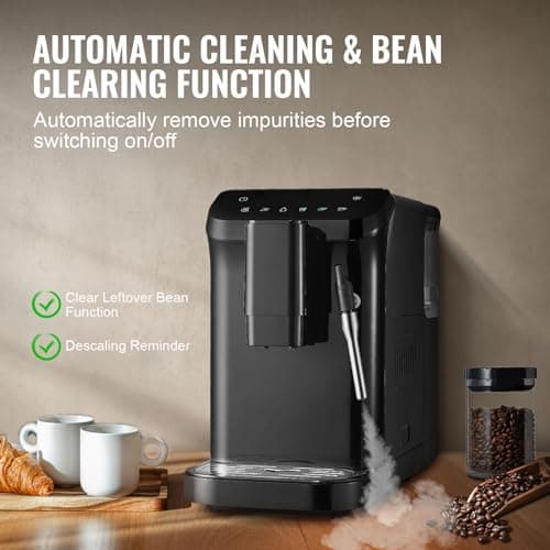 VEVOR Automatic Espresso Machine, 20 Bar Auto Coffee Machine with Frother Steam Wand, Built-In Grinder and 15-Level Grinding Settings, Professional Espresso Coffee Maker with 1.5L Water Tank 5