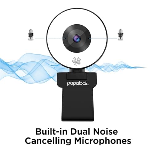 papalook 2K Webcam with Light and Privacy Cover, PA552 Full HD Streaming Web Camera with Dual Microphones, Plug and Play USB Computer Webcam for PC Laptop Desktop, Mac Zoom Skype Teams 6