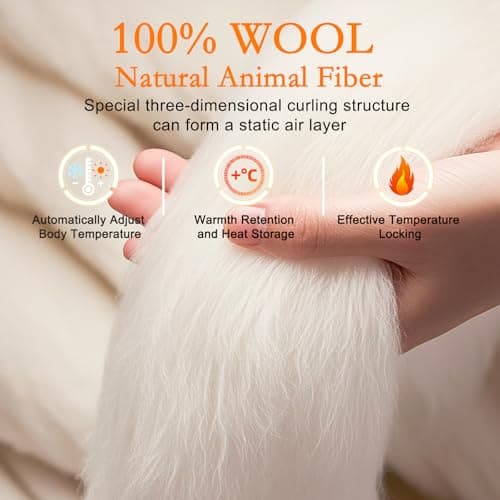 Wool Filling Mattress Topper Queen Size, 2 Inch Extra Soft Mattress Pad, Bed Mattress Pad with Cotton Cover (White,60" x 80") 3