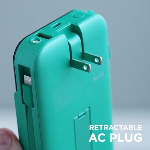 Limitless Innovations Ultimate Pro 15,000mAh Portable Power Bank PD 20W with Built-in Cables, Wireless Charging, Flashlight, Wall Plug, & Digital Display, for iPhone, Samsung, & More (Green Metallic) 5