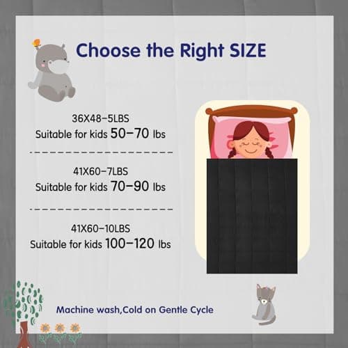 yescool Weighted Blanket (10 lbs, 41" x 60", Black) Cooling Heavy Blanket for Sleeping Perfect for 90-110 lbs, Breathable Blanket with Premium Glass Bead, Machine Washable 6