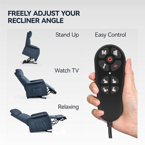 OKUP Dual Motor Power Lift Recliner Chair for Elderly with Heat and Massage, Spacious Recliner with Large Seat Tall Backrest, Quiet and Durable Lift Chair for Seniors (Navy Blue) 5