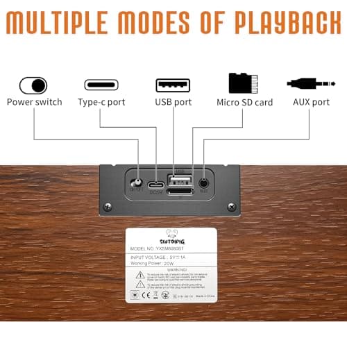 SWTOIPIG Retro Computer Speakers - Wooden Sound Bar with Bluetooth 5.3 & USB Connectivity | Universal Compatibility for PC, Desktop, Laptop, Monitor, Tablet & Smartphone 5
