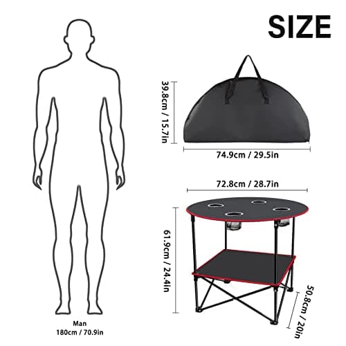 Portable Camping Table Folding Picnic Tables Lightweight Folding Table Waterproof Canvas Beach Table for Outside with 4 Cup Holders & Carry Bags for Camping, Beach, Campfires and Tailgating 3