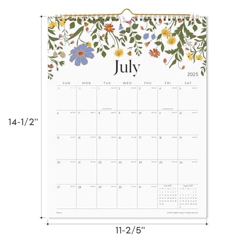 Wall Calendar 2026, Floral Design Wall Calendar with Thick Paper, 18 Months Runs from January 2026 - June 2027, 12" x 15", Twin-Wire Binding, Perfect for Planning 5