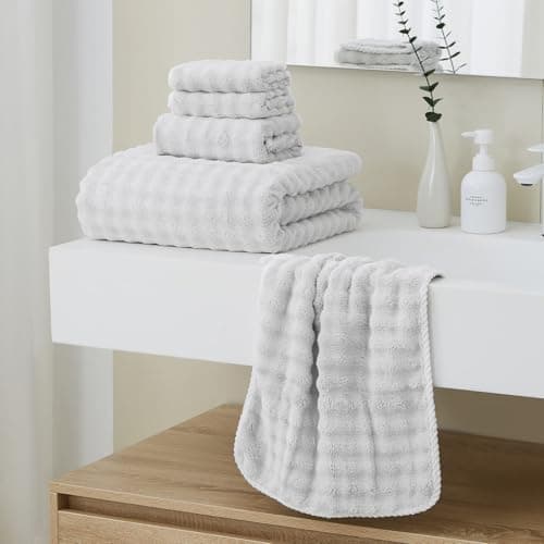 HVMS Oversized Bath Towels 40x80 Inches Extra Large Bath Sheets for Adults Thick Super Soft Quick Dry Highly Absobent Microfiber Shower Towels (Grey, 2PCS) 4