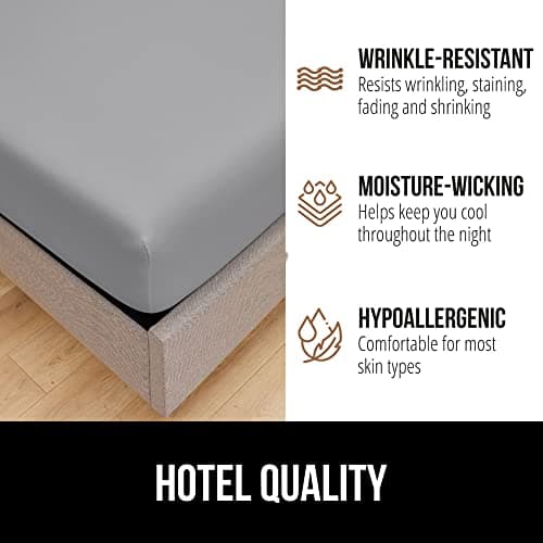 GORILLA GRIP Fitted Sheets, Stay in Place Twin Size Deep Pocket Bottom Bed Sheets for Mattress, Lightweight Microfiber Sábana, All Around Elastic, Oeko-Tex, Wrinkle and Shrink Resistant, Gray 5