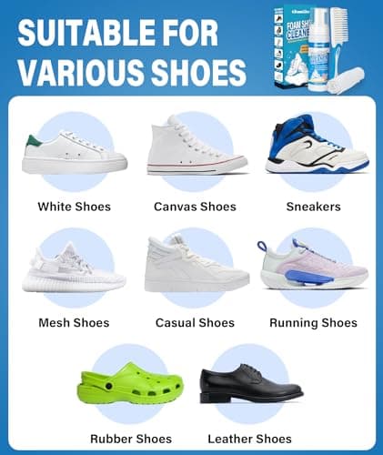 GleamGlee Shoe Cleaner 6.76 oz – Deep-Cleaning Sneaker Cleaner Kit for White Shoes, Lifts Dirt & Stains Fast, with Brush & Towel 6