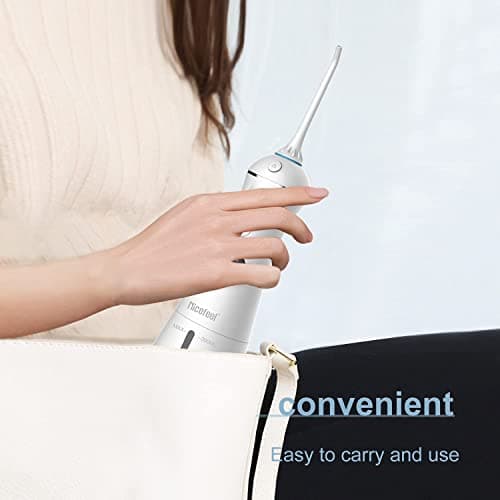 Nicefeel Portable Water Flosser Cordless Rechargeable Dental Cleaner Irrigator, with Gravity Ball, LCD Display, 300ml Tank 6 Modes 4 Jet Tips, and IPX7 Water Proof for Travel & Home & Braces 8