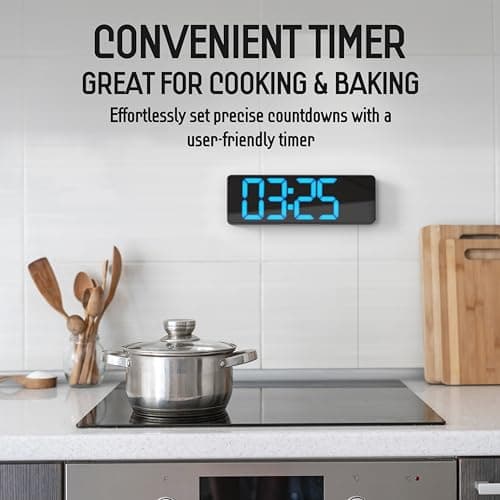 Opis Clock 1 XL -Blue: Large LED Digital Wall Clock with Temp, Date, Timer, Remote | Big Display Clock for Gym/Home 7