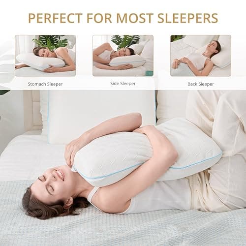 EGOHOME Bed Pillow Standard Size - Memory Foam Made in USA - for Side, Back and Stomach Sleepers, Neck Support with Washable & Removable Cover, Medium Soft, 1 Pack 6
