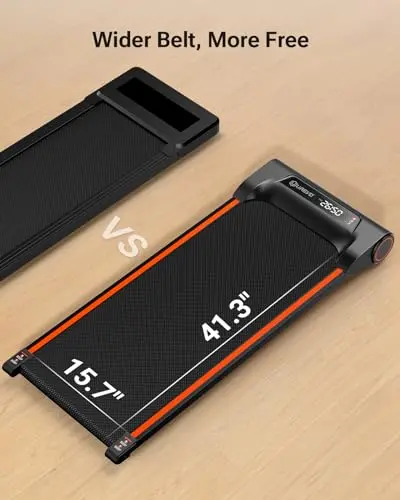 UREVO Walking Pad Under Desk Treadmill, Treadmills for for Home Office, Portable Walking Treadmill 2.25HP, Walking Jogging, Orange 5