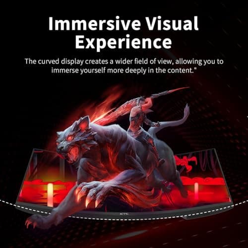 KTC 24 Inch Curved Gaming Monitor, 180Hz FHD 1080P Frameless Computer Monitor, Freesync/G-Sync Support, 99% sRGB, 3000:1 Contrast, HDMI, DisplayPort, Wall Mountable/Tilt Adjustable, H24S17 5