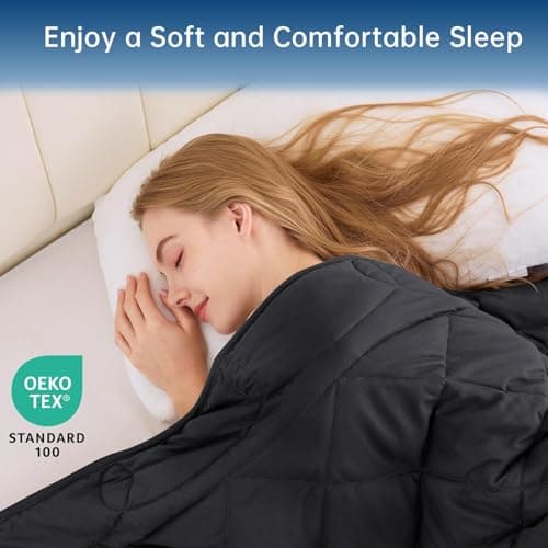 OMYSTYLE Weighted Blanket for Adults (20lbs, 88''x104'') - King Size Heavy Throw Blanket, Breathable and Cooling Microfiber Material with Premium Glass Bead for All Season Use, Machine Washable, Black 6